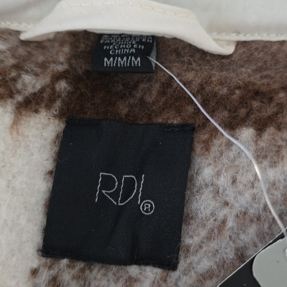 RDI Plaid Longline Sherpa Shacket Jacket Brown Cream Button Front NWT Medium - Picture 3 of 10